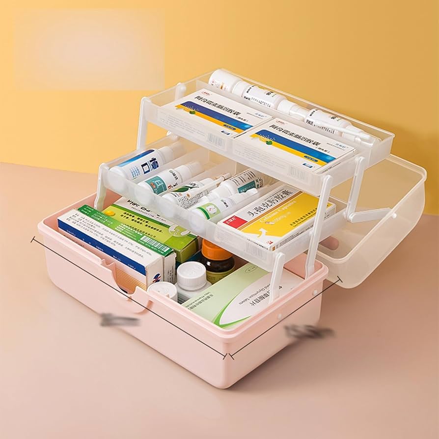 Amazon.co.jp: 救急箱 薬箱 3段式 クリア蓋 収納ボックス 薬